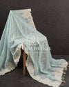 Pastel Blue Georgette saree with sequins floral embroidery and threadwork border