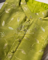 Parrot Green Silk Kurta with thread embroidery on it