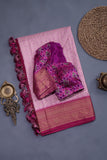 Ikkat Kanchi saree in a lovely pink shade - absolutely gorgeous