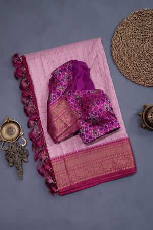 Ikkat Kanchi saree in a lovely pink shade - absolutely gorgeous