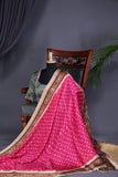 A lovely hot pink Bandini saree with kalamkari print on Modal silk