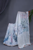 Stunning Organza saree in powder blue with woven sequins