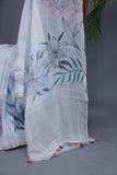Stunning Organza saree in powder blue with woven sequins