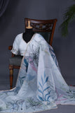 Stunning Organza saree in powder blue with woven sequins