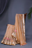 Crushed Tissue saree with an embroidered thread work border