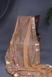 Crushed Tissue saree with an embroidered thread work border