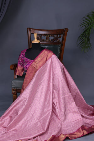 Ikkat Kanchi saree in a lovely pink shade - absolutely gorgeous