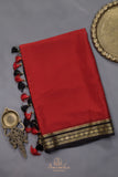 The Viral Red-Black combo mysore crepe silk saree
