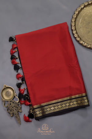 The Viral Red-Black combo mysore crepe silk saree
