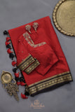 The Viral Red-Black combo mysore crepe silk saree