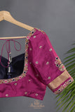 A beautiful mysore crepre silk saree in dark navy and rani pink combination