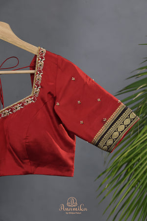 The Viral Red-Black combo mysore crepe silk saree