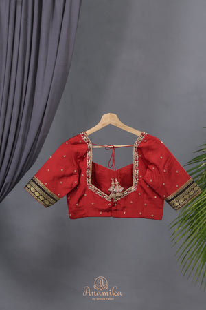 The Viral Red-Black combo mysore crepe silk saree