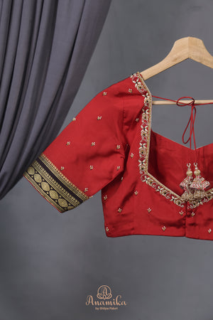 The Viral Red-Black combo mysore crepe silk saree