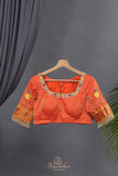 Gadwal Paithai Tissue saree in ivory-gold and orange