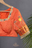 Gadwal Paithai Tissue saree in ivory-gold and orange