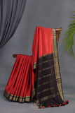The Viral Red-Black combo mysore crepe silk saree