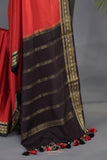 The Viral Red-Black combo mysore crepe silk saree
