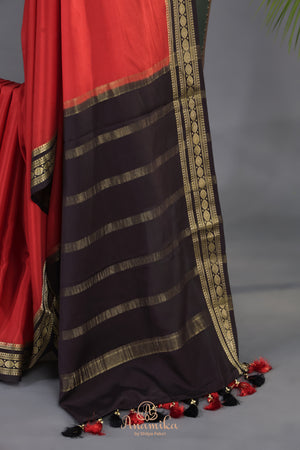 The Viral Red-Black combo mysore crepe silk saree