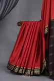 The Viral Red-Black combo mysore crepe silk saree