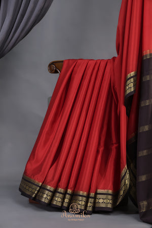 The Viral Red-Black combo mysore crepe silk saree