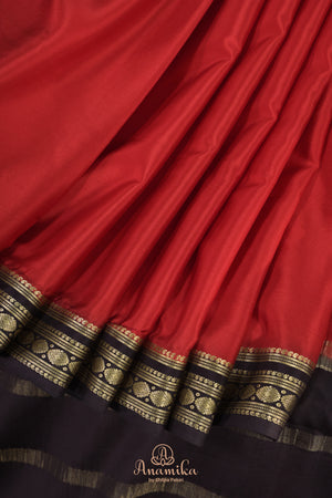 The Viral Red-Black combo mysore crepe silk saree