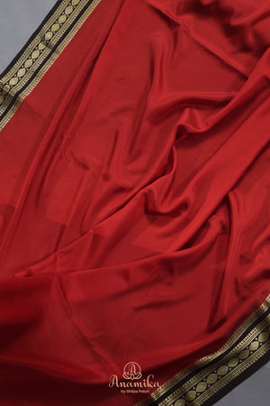 The Viral Red-Black combo mysore crepe silk saree