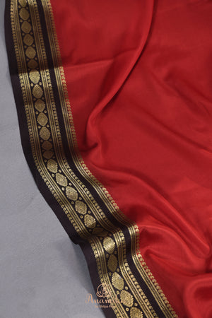 The Viral Red-Black combo mysore crepe silk saree