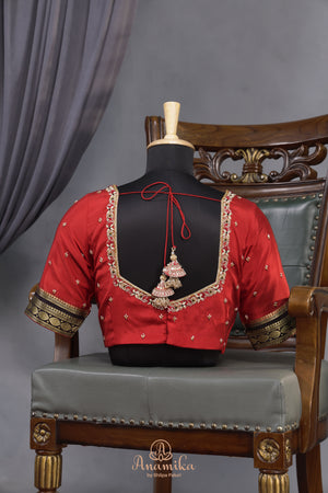 The Viral Red-Black combo mysore crepe silk saree