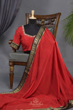 The Viral Red-Black combo mysore crepe silk saree
