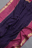 A beautiful mysore crepre silk saree in dark navy and rani pink combination