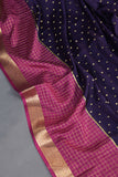 A beautiful mysore crepre silk saree in dark navy and rani pink combination