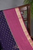A beautiful mysore crepre silk saree in dark navy and rani pink combination