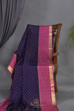 A beautiful mysore crepre silk saree in dark navy and rani pink combination