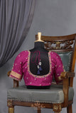 A beautiful mysore crepre silk saree in dark navy and rani pink combination