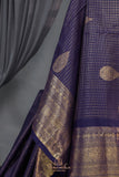 Royal Navy Kanjeevaram Saree with a stunning blouse pattern
