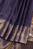 Royal Navy Kanjeevaram Saree with a stunning blouse pattern