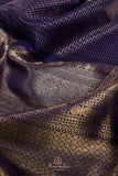 Royal Navy Kanjeevaram Saree with a stunning blouse pattern