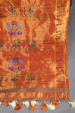 Gadwal Paithai Tissue saree in ivory-gold and orange