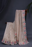 Crushed Tissue saree in a beautiful champagne color