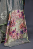 Crushed Tissue saree with all over embroidered buttas