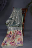 Crushed Tissue saree with all over embroidered buttas