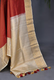 Kanjeevaram silk saree in a lovely red and off white combo