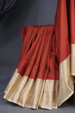 Kanjeevaram silk saree in a lovely red and off white combo