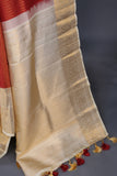 Kanjeevaram silk saree in a lovely red and off white combo