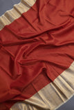 Kanjeevaram silk saree in a lovely red and off white combo