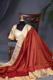 Kanjeevaram silk saree in a lovely red and off white combo