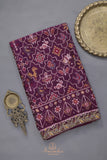 Purplish Wine color Pure Patola saree with maggam work border