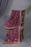 Purplish Wine color Pure Patola saree with maggam work border