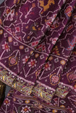 Purplish Wine color Pure Patola saree with maggam work border